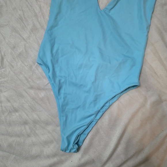 Light Blue Wrap Front One-Piece Swimsuit by Sisterly Swimwear - Picture 5 of 8